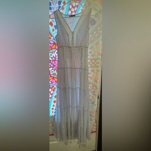 Elegant baby blue and white Sleeveless Maxi Dress